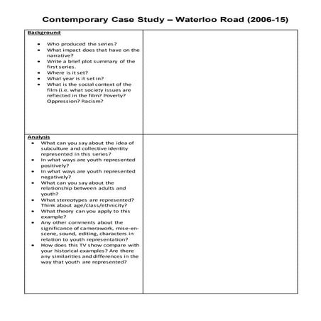 Contemporary case study waterloo road 2006-15 | DOCX