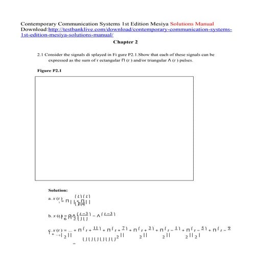 Contemporary communication systems 1st edition mesiya solutions manual