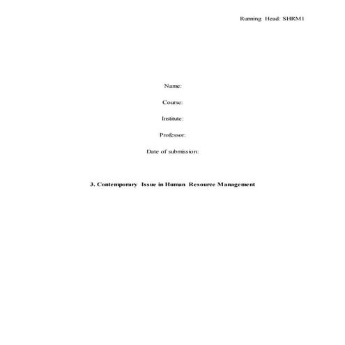 Contemporary issue in human resource management revised