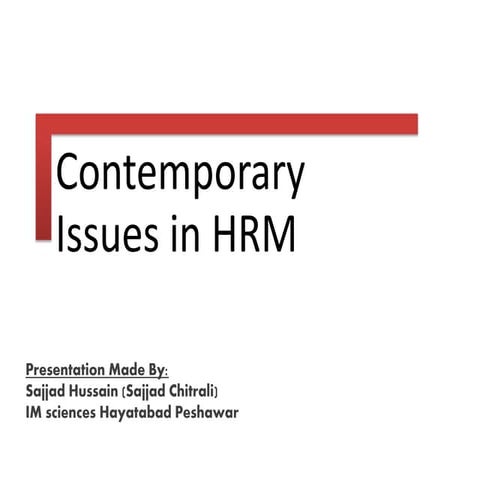 Contemporary issues in hrm
