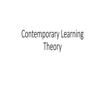 Contemporary Learning Theory