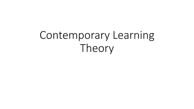 Contemporary Learning Theory