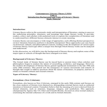 Contemporary Literary Theory _ Study Material