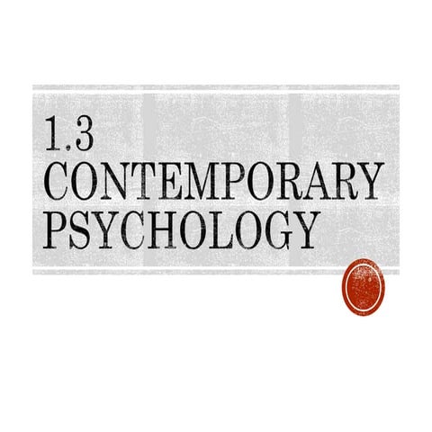 Contemporary psychology