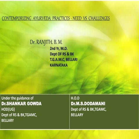 Dr. Ranjith.B.M THE LEGEND IN AYURVEDA | PPTX