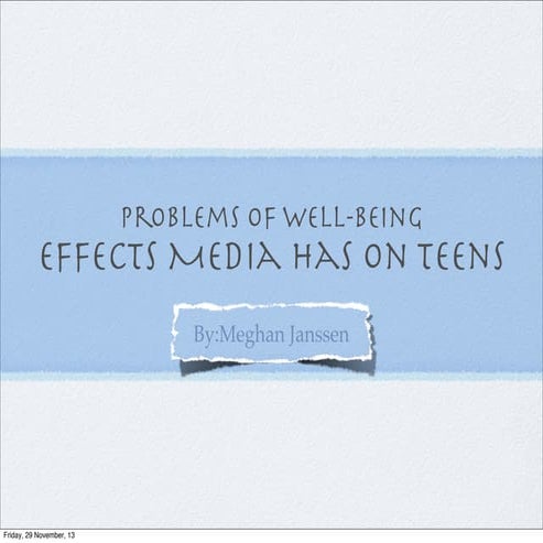 Contemporary Social Issues. Media Impacts on Teens.
