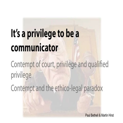 Communication, contempt and privilege 2013 