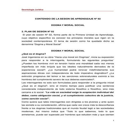 dogma y moral social - derecho vii ciclo | PDF
