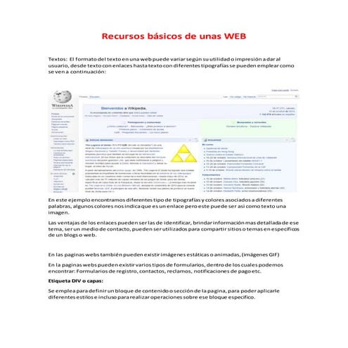 Contenido de las paginas webs