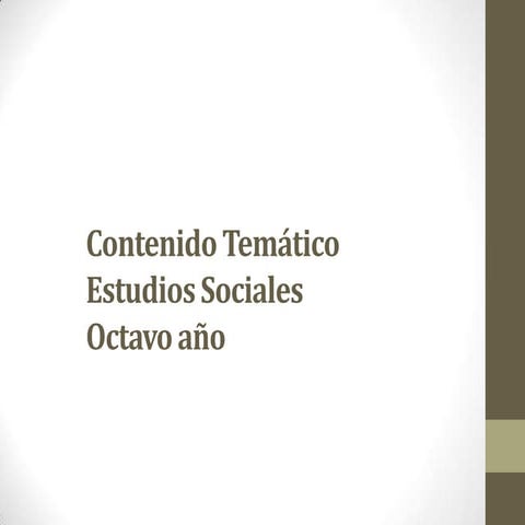 Resumen del contenido del curso de 8° Estudios Sociales.