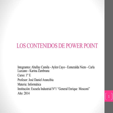 POWER POINT Y SUS CONTENIDOS