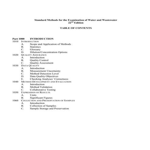 Contenio de estandar metodos agua