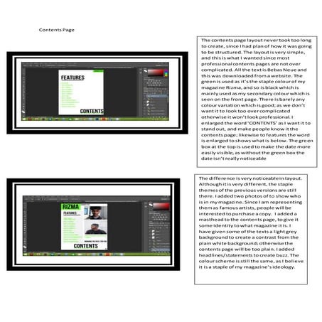 Contents Page Screenshots
