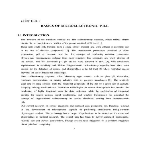 Content for report on micro electronic pill