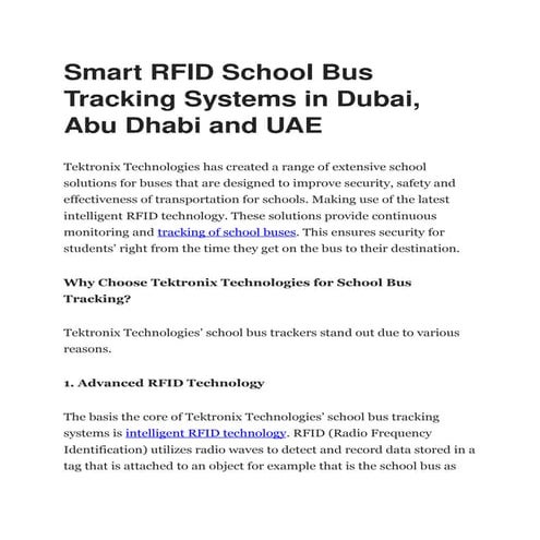 Smart RFID School Bus Tracking Systems in Dubai, Abu Dhabi and UAE