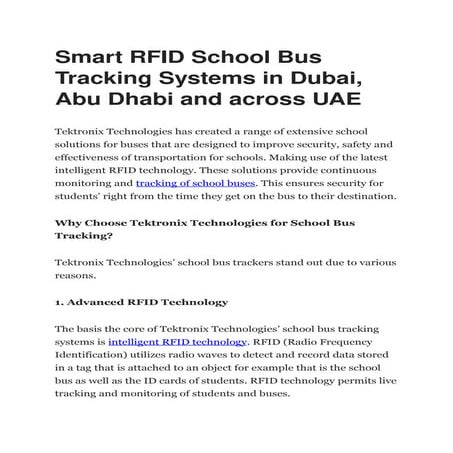 Smart RFID School Bus Tracking Systems in Dubai, Abu Dhabi and across UAE