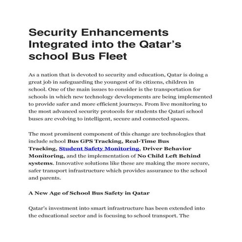 Security Enhancements Integrated into the Qatar’s school Bus Fleet