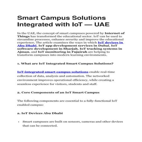 Smart Campus Solutions Integrated with IoT — UAE