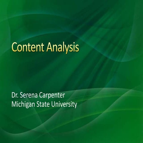 Content Analysis - Theoretical Issues - Intro to Quantitative 