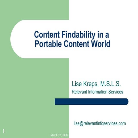 Content Findability in a Portable Content World