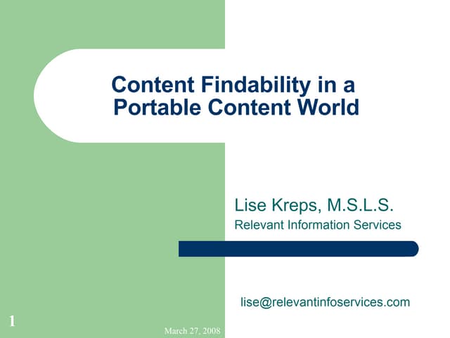 Content Findability in a Portable Content World