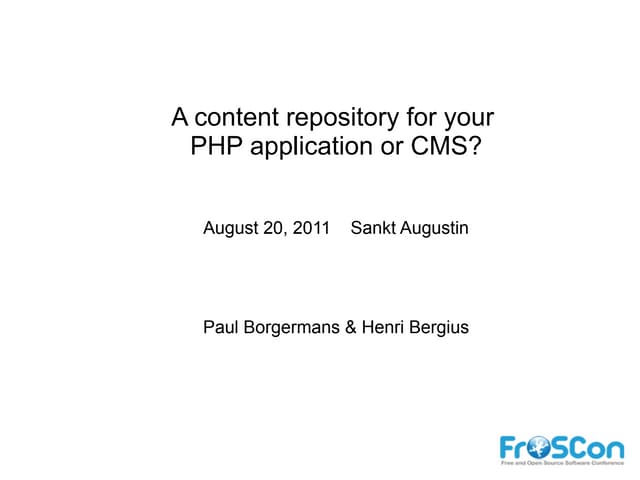 A content repository for your PHP application or CMS?