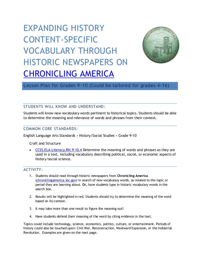 Content Specific Vocabulary