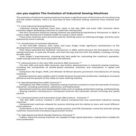 can you explain The Evolution of Industrial Sewing Machines