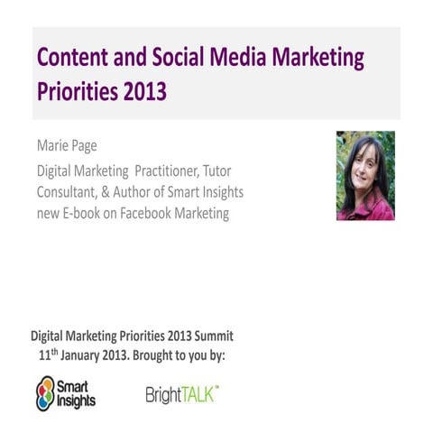 Content and social media  priorities 2013
