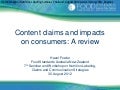 Content Claims & Impact on Consumers 2012