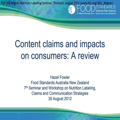 Content Claims & Impact on Consumers 2012