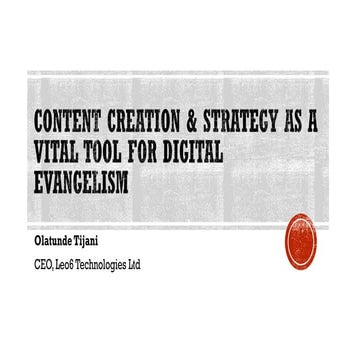 CONTENT CREATION & STRATEGY AS A VITAL TOOL