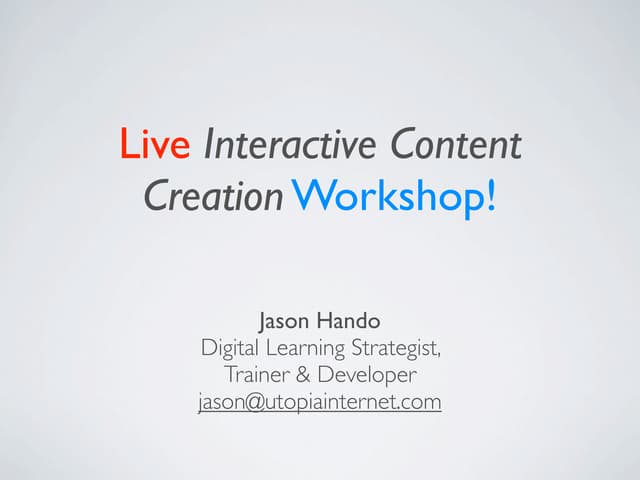 Content Creation Workshop at NSWCEG 2009