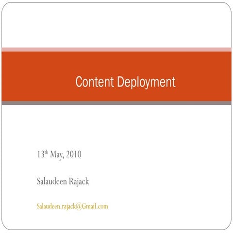 Content deployment in MOSS 2007