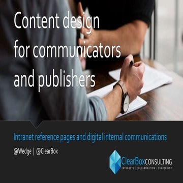 Content design for communicators and publishers- IntraTeam 2020