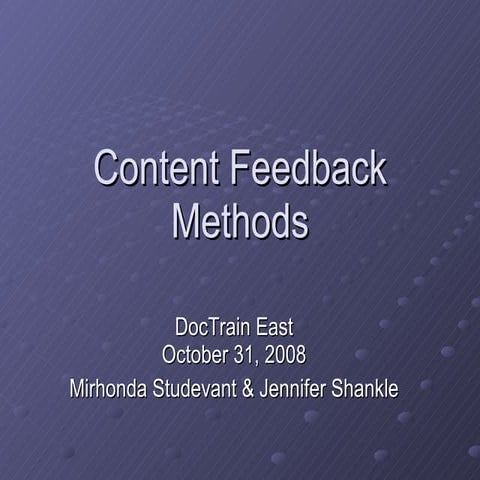Content Feedback Methods
