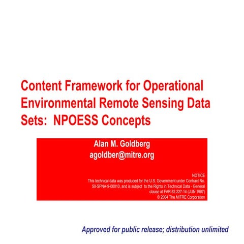 Content Framework for Operational Environmental Remote Sensing Data Sets: NPO...
