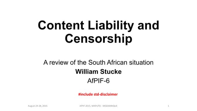 Content Liability and Censorship