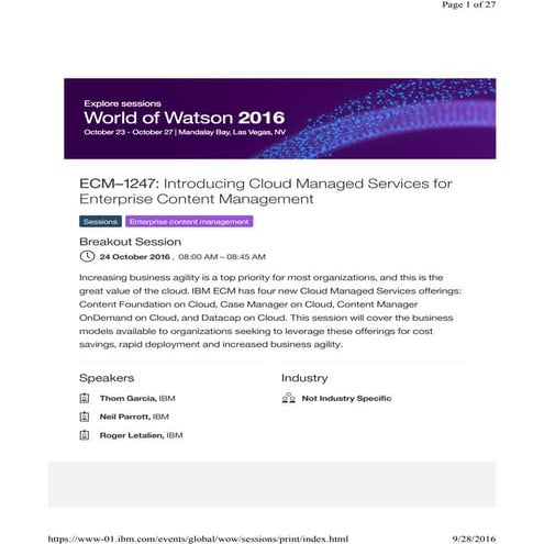 World of Watson 2016 - Content Management