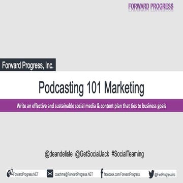Content marketing for podcast technori social jack 2017 - dean delisle - forw...