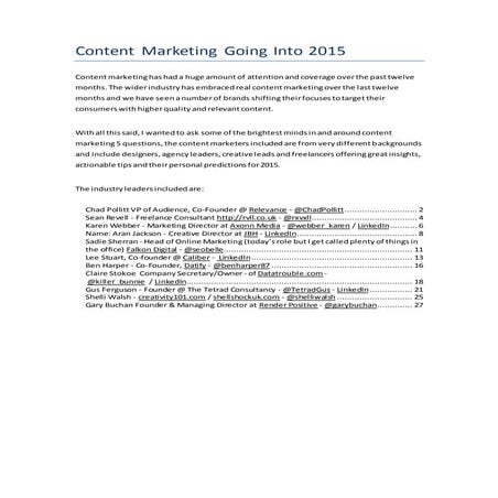 Content marketing 2015: Where Industry Minds Predict Where Content Marketing ...