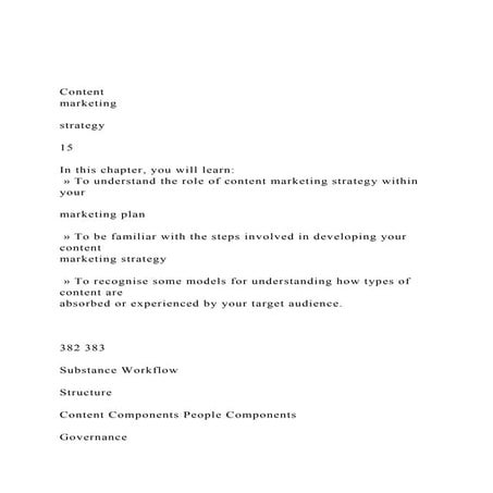 Content marketing strategy15In this chapter, you.docx