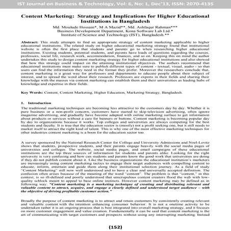 Content marketing  strategy and implications for higher educational instituti...