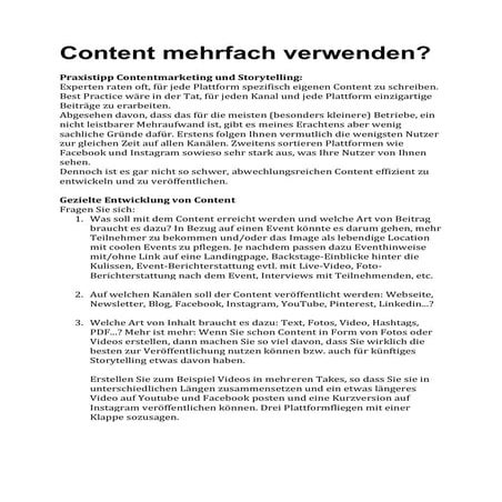 Praxistipp: Content mehrfach verwenden