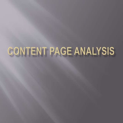 Content page analysis 