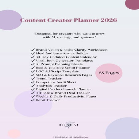 Comprehensive 2026 Content Creator Planner with AI-Driven Growth ...