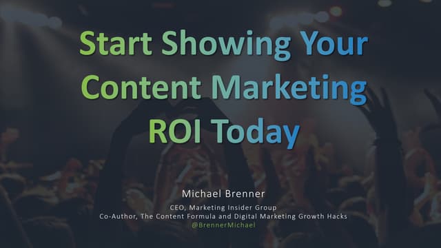Content Marketing ROI - Brenner 2019