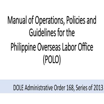 DOLE Administrative Order 168, series of 2013