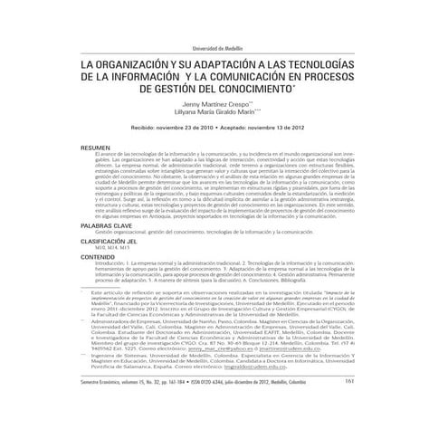 LA ORGANIZACIÓN Y SU ADAPTACIÓN A LAS TECNOLOGÍAS DE LA INFORMACIÓN Y LA COMU...