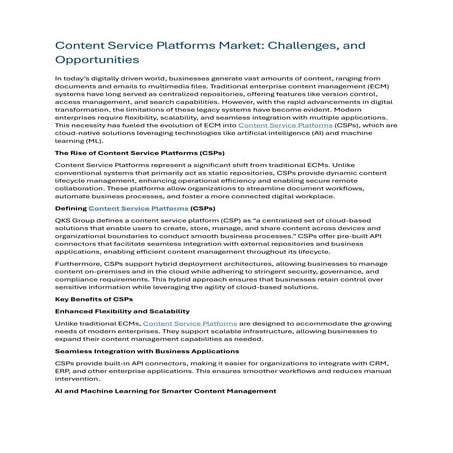 Content Service Platforms Market: Challenges, and Opportunities